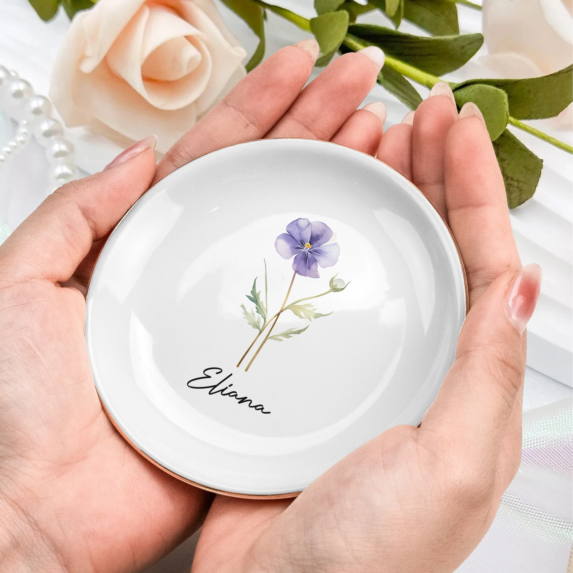 Personalized Floral Jewelry Dish Set for Women - Elegant Gift for Special Occasions Jewelry MagicInPrints