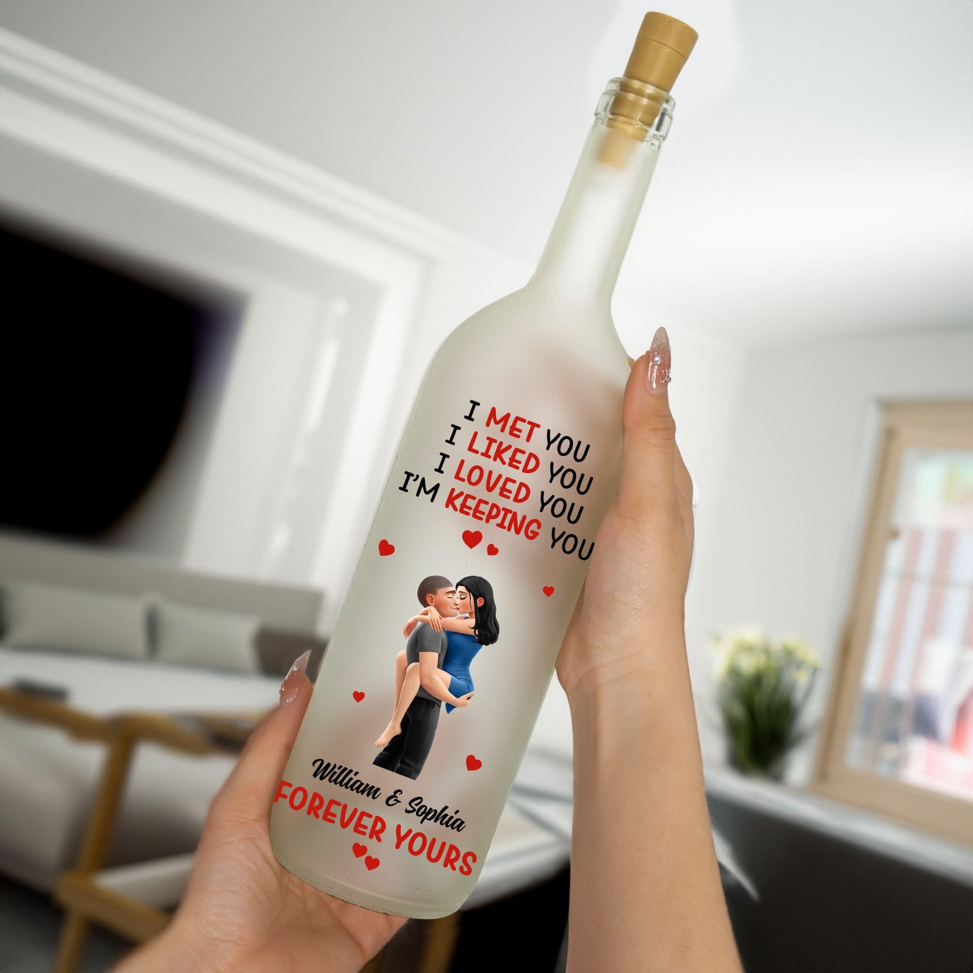 Personalized LED Wine Bottle Lamp for Couples - Romantic Anniversary Gift Lamp MagicInPrints