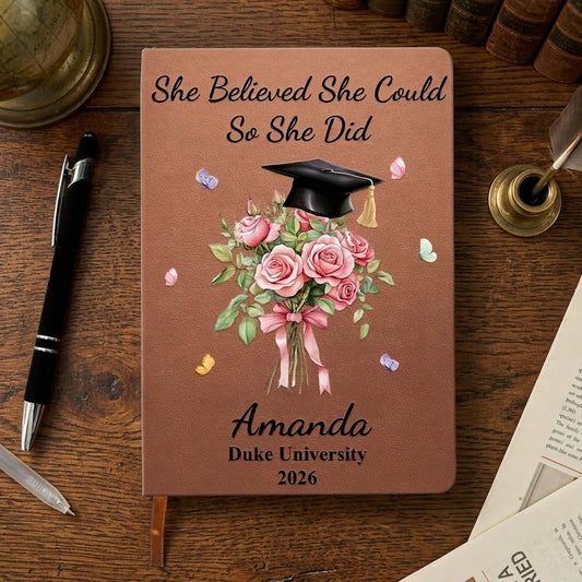 Personalized Leather Journal for Graduates with Inspirational Quote - Graduation Gift Stationery MagicInPrints