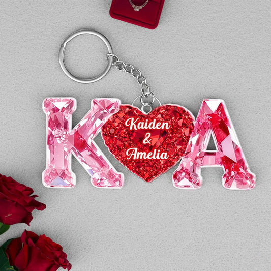 Custom Initials Keychain for Couples - Heart Design Gift Keychain MagicInPrints