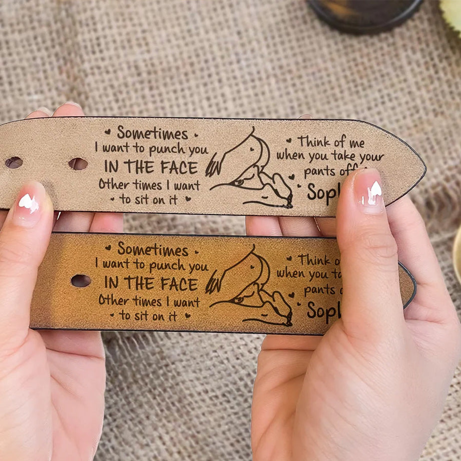 Personalized Leather Belt for Couples - Humorous Gift for Him Belt MagicInPrints