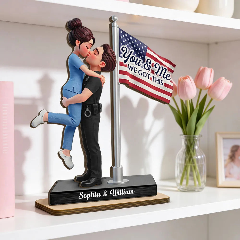 Personalized Couple Figurine for Police Officer and Nurse - Romantic Gift Plaque MagicInPrints