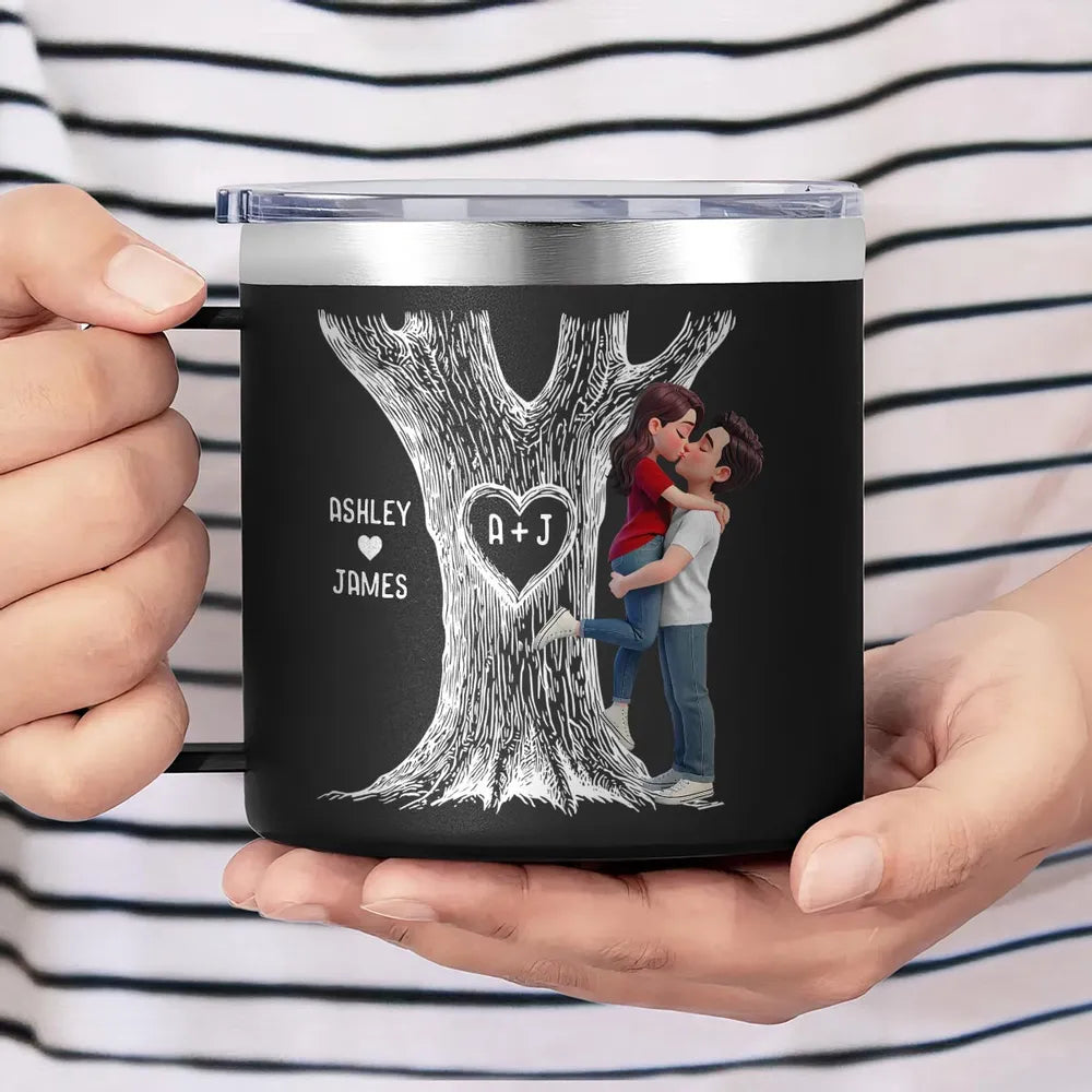 Personalized Couples Mug with Carved Tree Design - Romantic Gift for Anniversaries Cup MagicInPrints