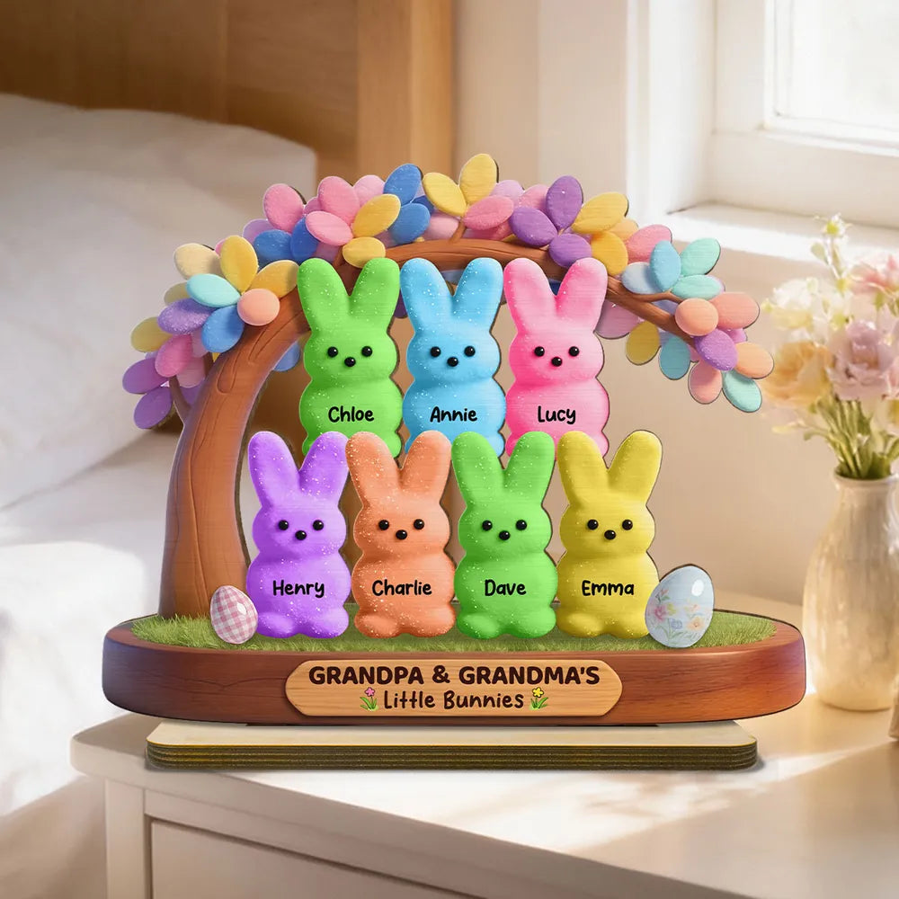Personalized Family Bunny Figurines for Grandparents - Easter Gift Decor Plaque MagicInPrints