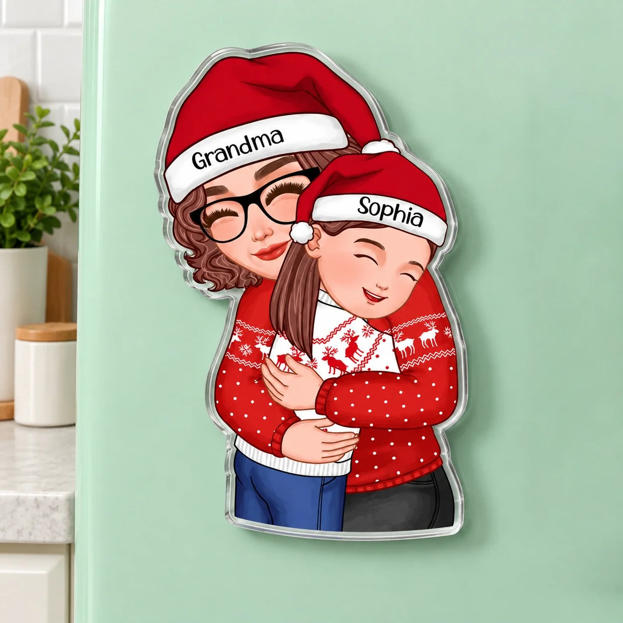 Personalized Acrylic Magnet Christmas Gift for Grandma & Granddaughter