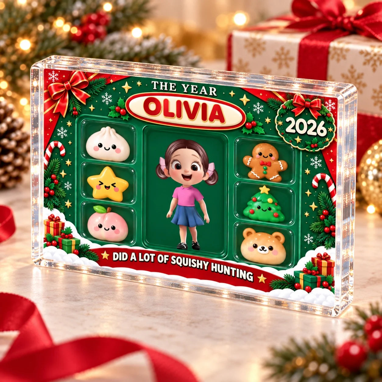 Personalized Squishy Hunter Christmas Acrylic Plaque Gift for Kids