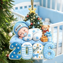 Load image into Gallery viewer, Personalized Sleeping Baby Christmas Ornament for New Parents
