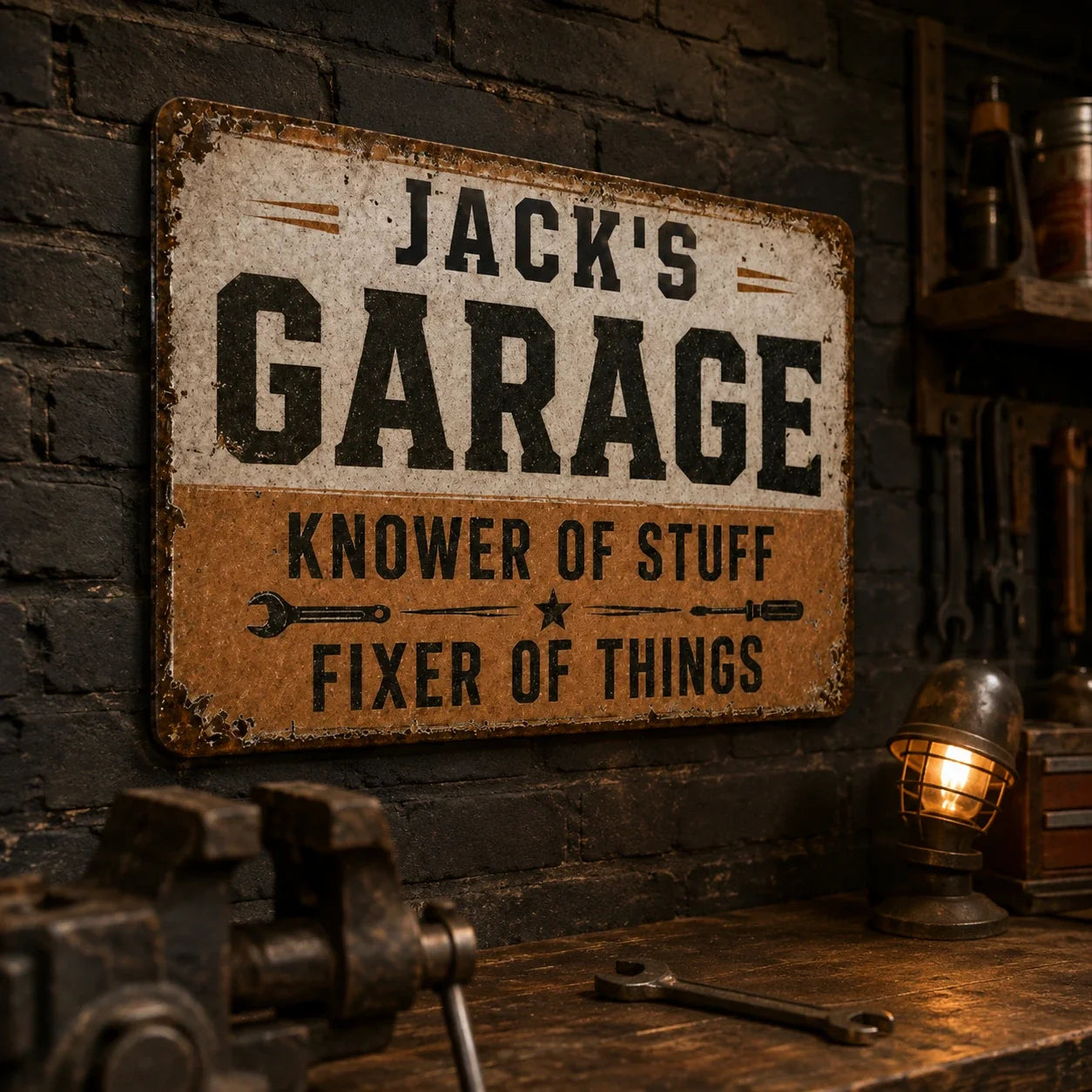Personalized Vintage Iron Garage Sign Custom Name Gift for Him