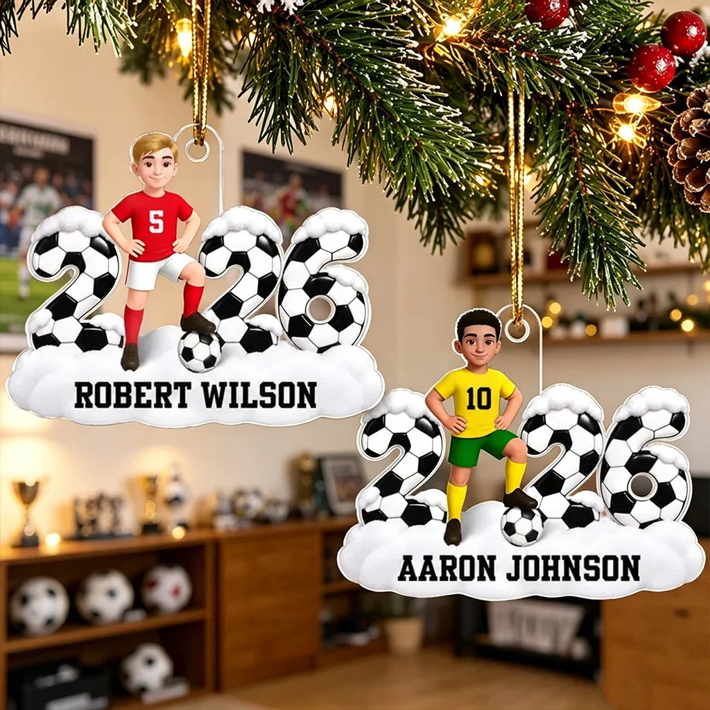 Personalized Soccer Player Acrylic Ornament Unique Gift for Son