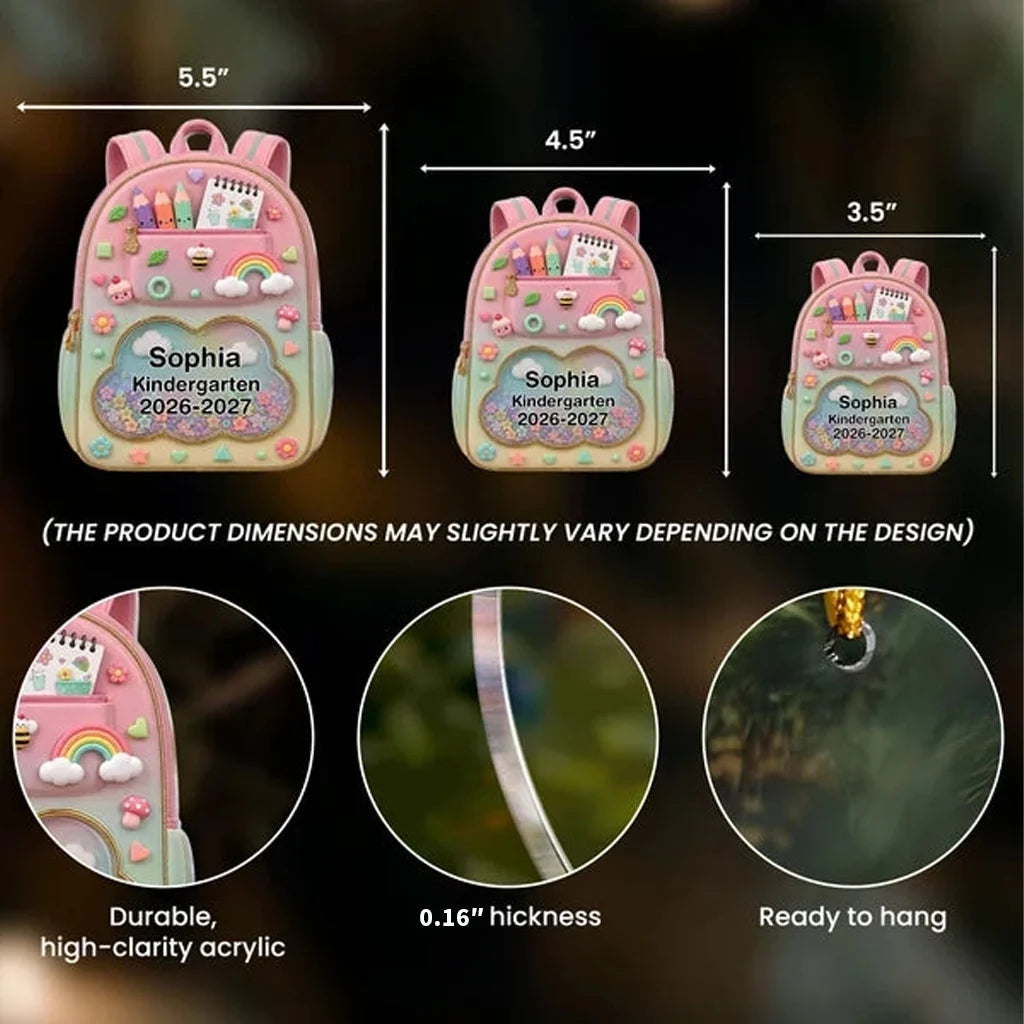 Personalized Acrylic Backpack Ornament Gift for Kids & Parents
