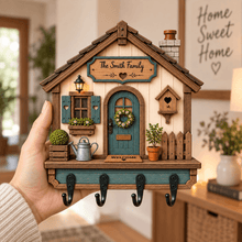 Load image into Gallery viewer, Personalized Wooden Key Holder Custom Name Cottage Decor Gift for Couples
