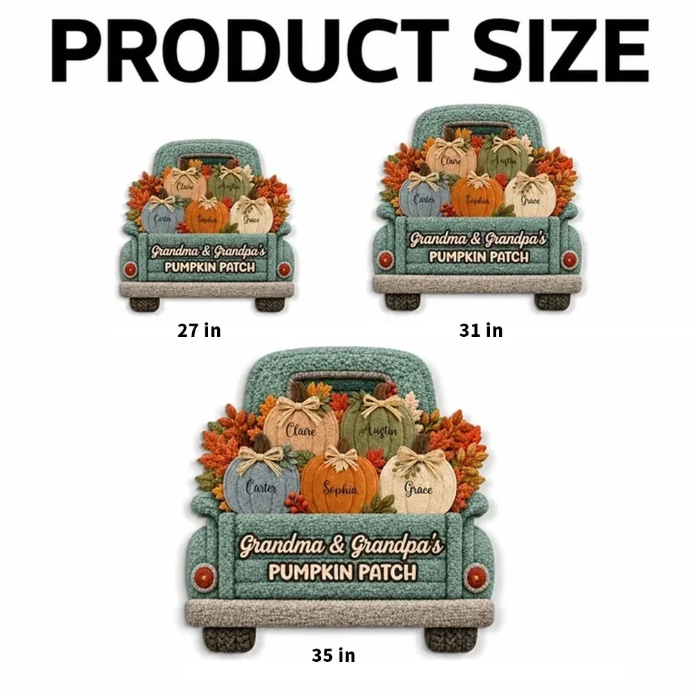 Personalized Autumn Pumpkin Truck Doormat Gift for Grandma and Grandpa