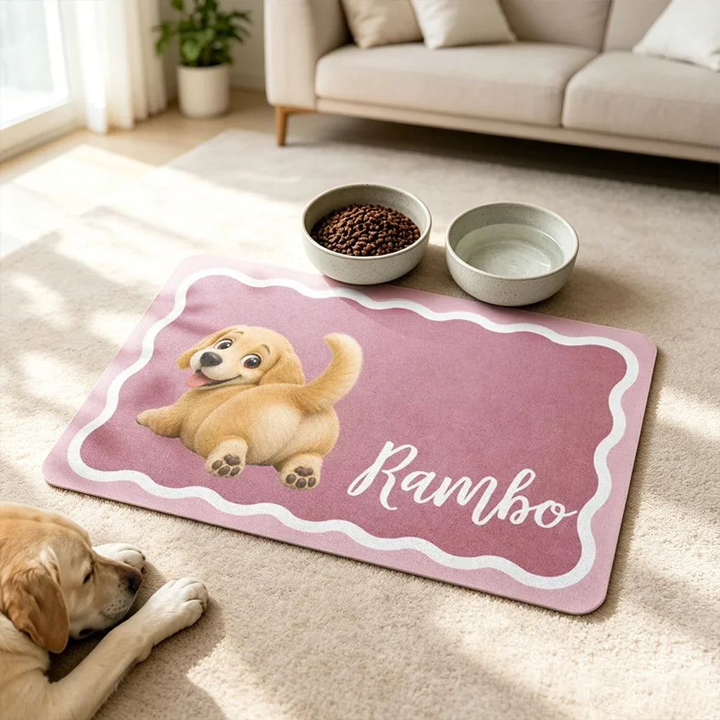 Personalized Dog Feeding Mat Custom Name Gift for Dog Lovers