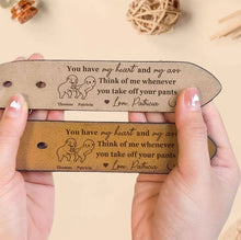 Load image into Gallery viewer, Personalized Leather Belt with Cartoon Couple Gift for Him

