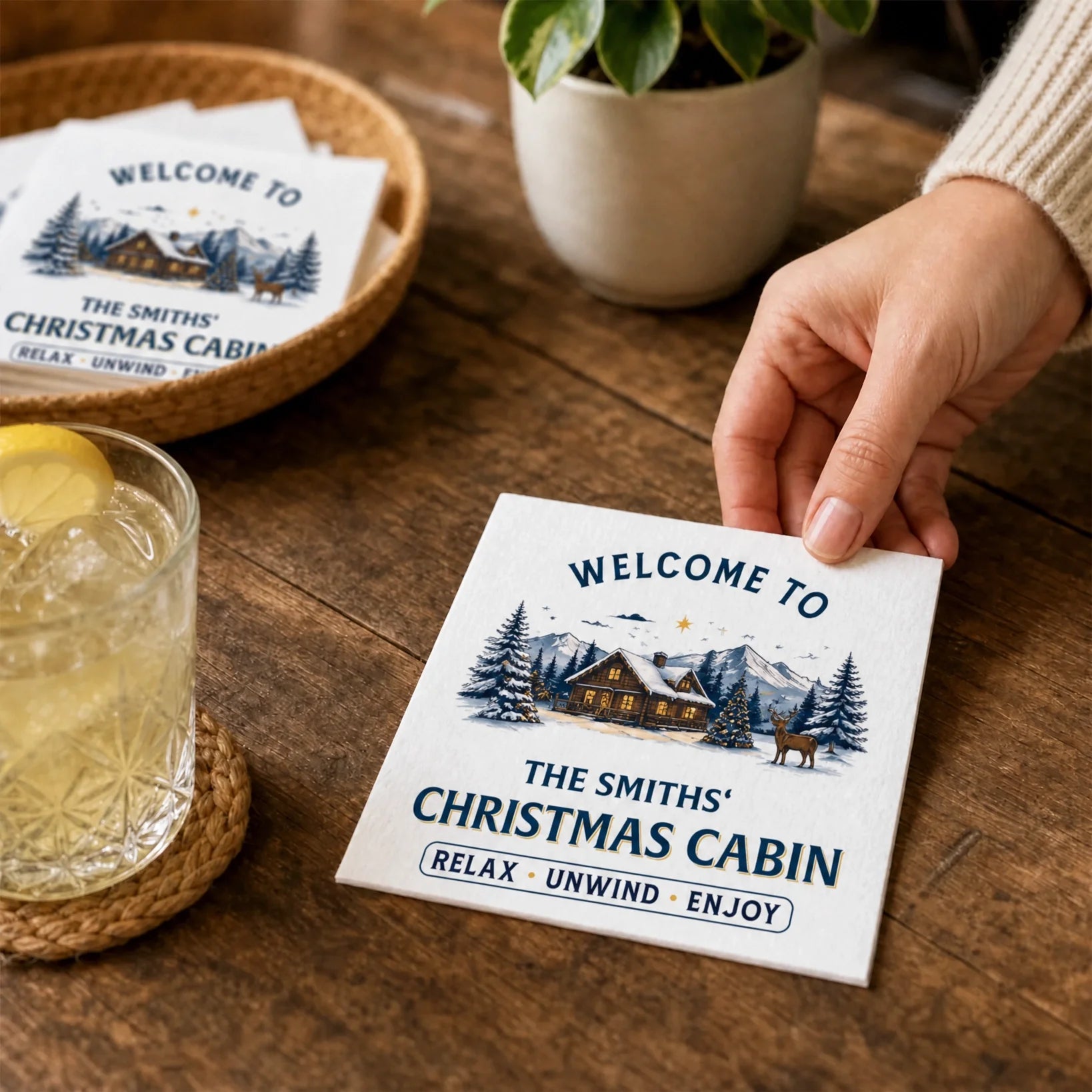 Personalized Beach House Napkins Custom Name Gift for Hosts