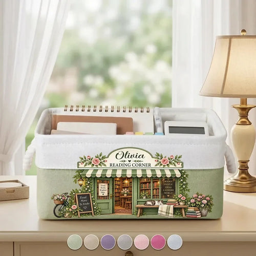 Personalized Cotton Linen Rope Basket Cozy Book Lover Gift for Mom