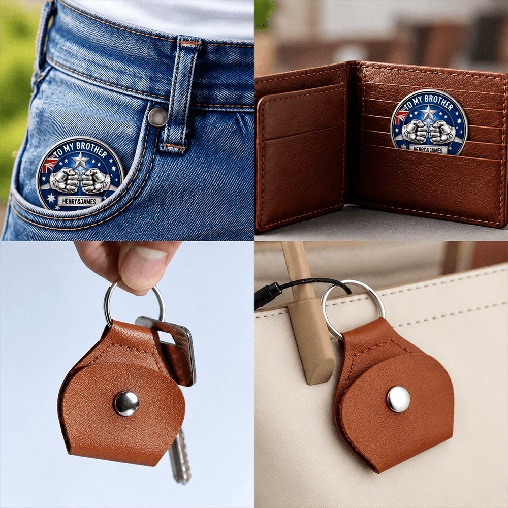 Personalized Pocket Hug Keychain with Country Flag for Brother