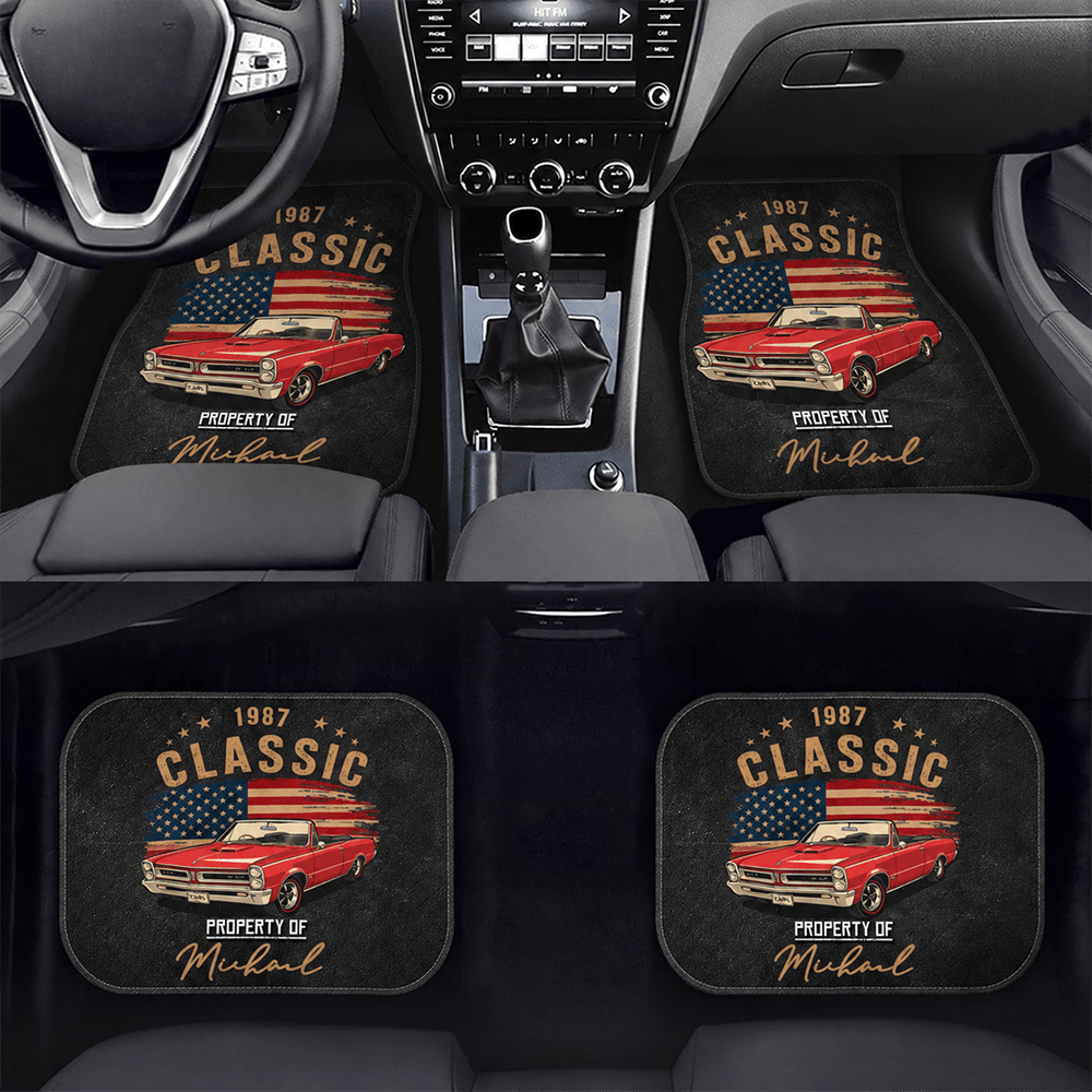 Personalized Classic Car Floor Mats Custom Name & Year Gift for Dad