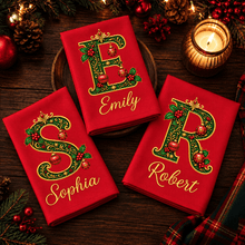 Load image into Gallery viewer, Personalized Reusable Cotton Napkins for Family Christmas Table
