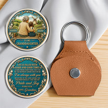 Load image into Gallery viewer, Personalized Pocket Hug Keychain for Granddaughter Teal Gold Gift
