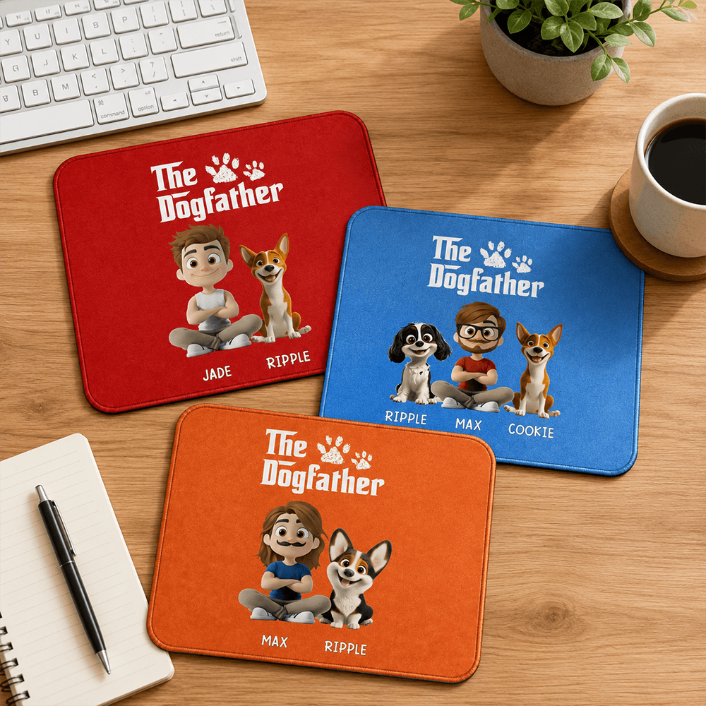 Personalized Dogfather Gift Set Custom Mouse Pad & Hat for Dog Dads