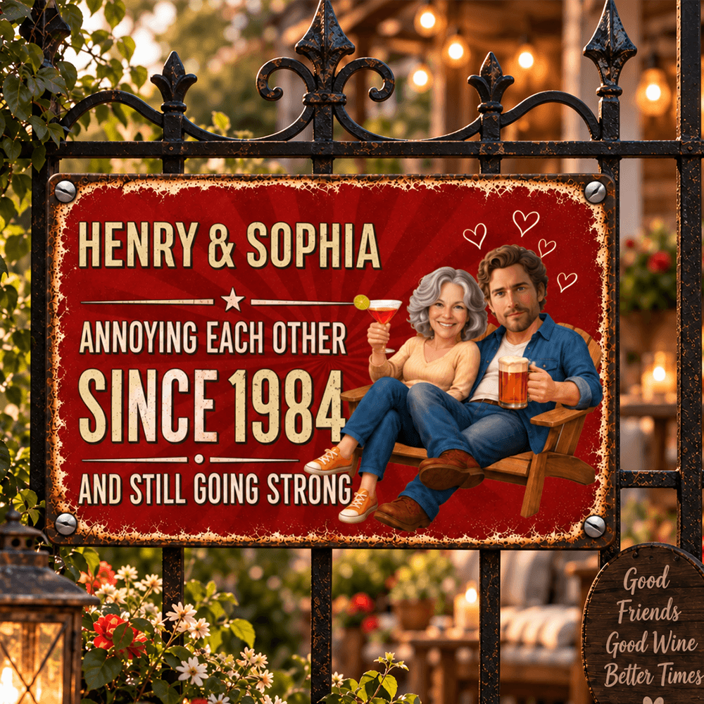 Personalized Retro Iron Sign Custom Names & Year Couple Gift