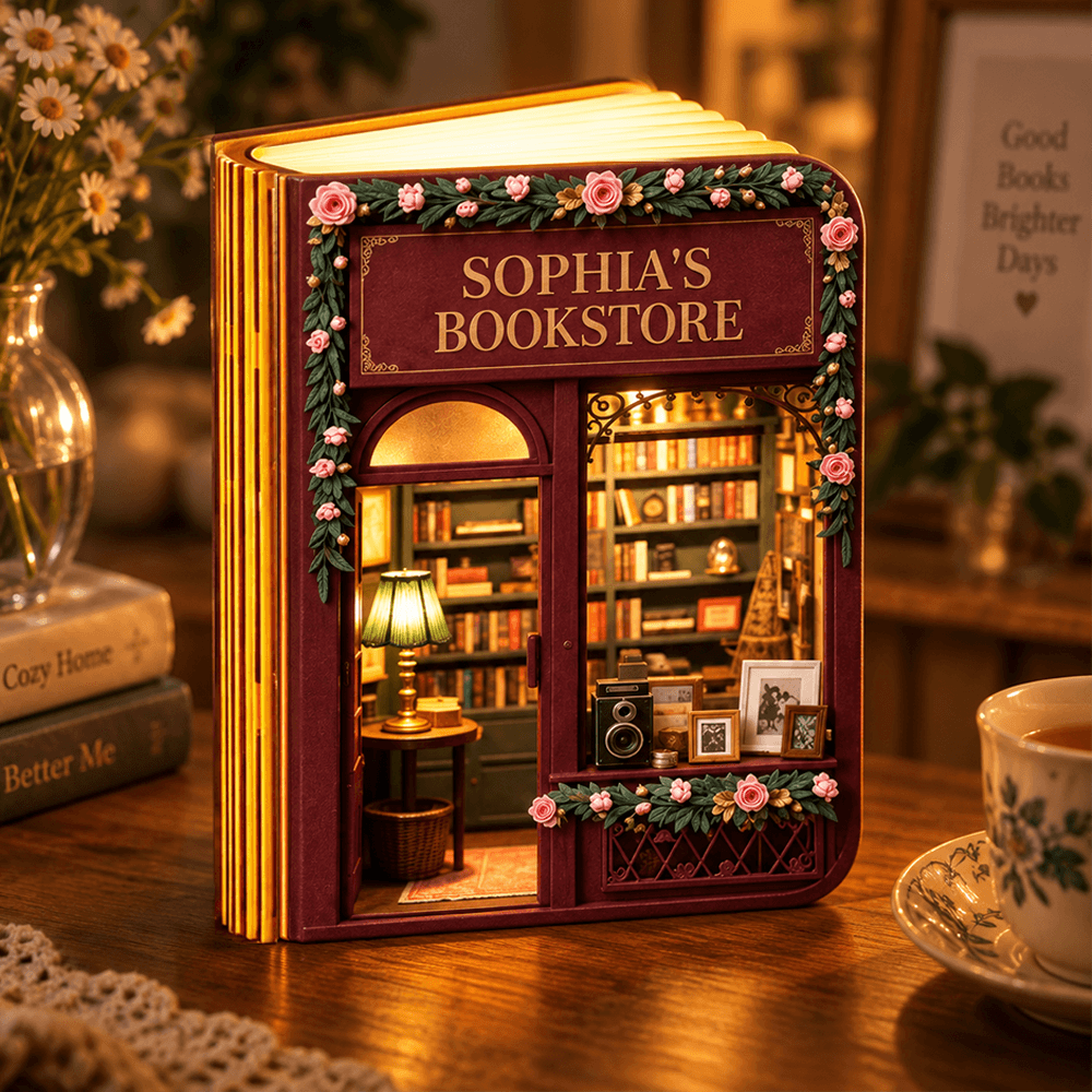Personalized Book Lamp Custom Name Gift for Book Lovers