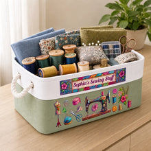 Load image into Gallery viewer, Personalized Cotton Linen Rope Sewing Basket Gift for Mom
