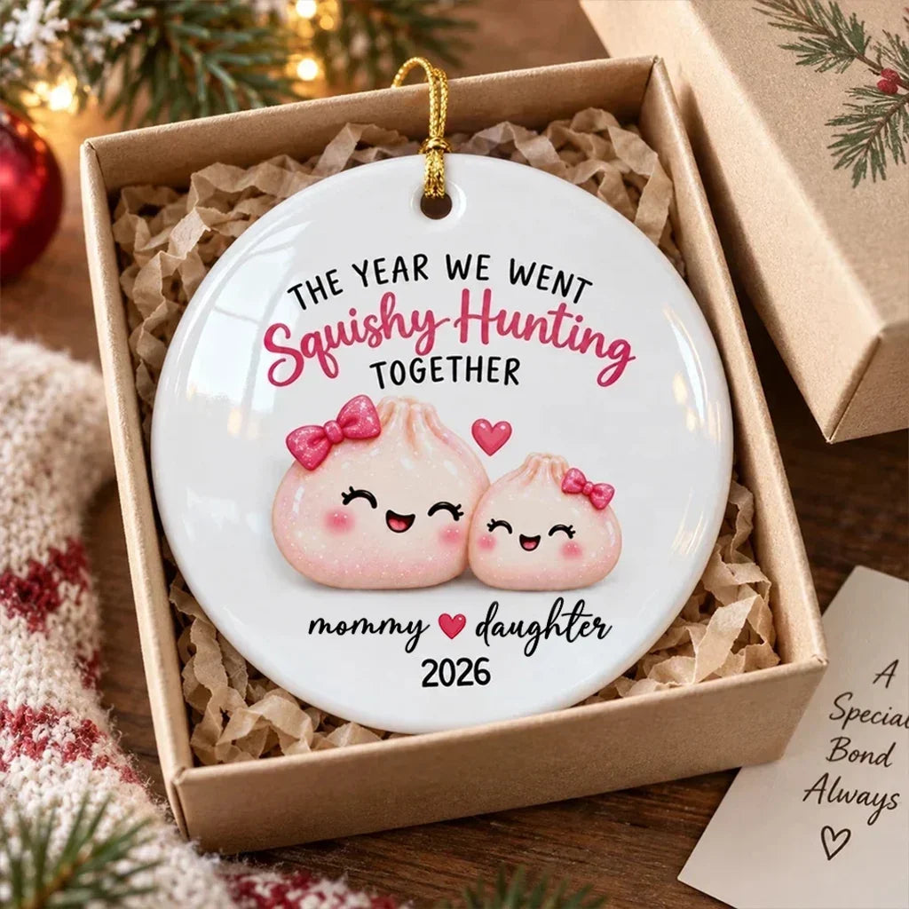 Personalized Ceramic Ornament Mommy Daughter Squishy Hunting Gift for Mom