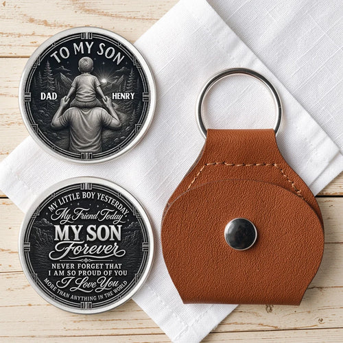 Personalized Pocket Hug Keychain for Son from Dad Gift