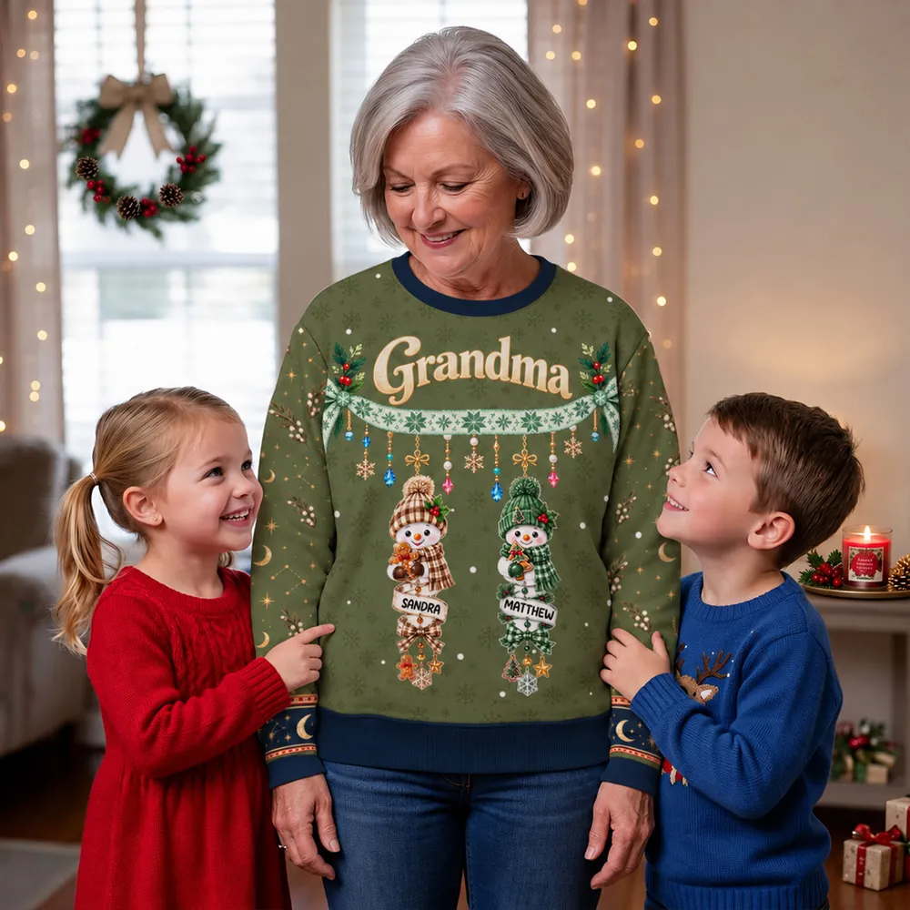 Personalized Snowman Family Sweatshirt Unique Gift for Grandma Christmas