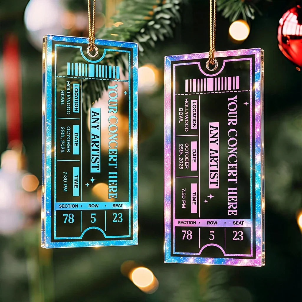 Personalized Concert Ticket Ornament Custom Gift for Music Fans