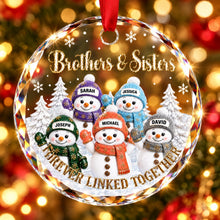 Load image into Gallery viewer, Personalized Crystal Snowman Ornament Gift for Siblings
