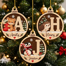 Load image into Gallery viewer, Personalized Wooden Christmas Ornament Cute Winter Animals Gift for Family
