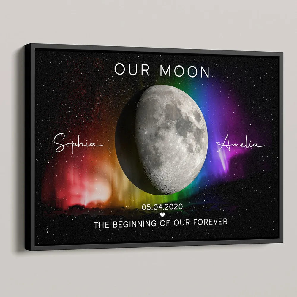 Personalized Moon Phase Canvas Print for Couples - Anniversary Gift Poster or Canvas MagicInPrints