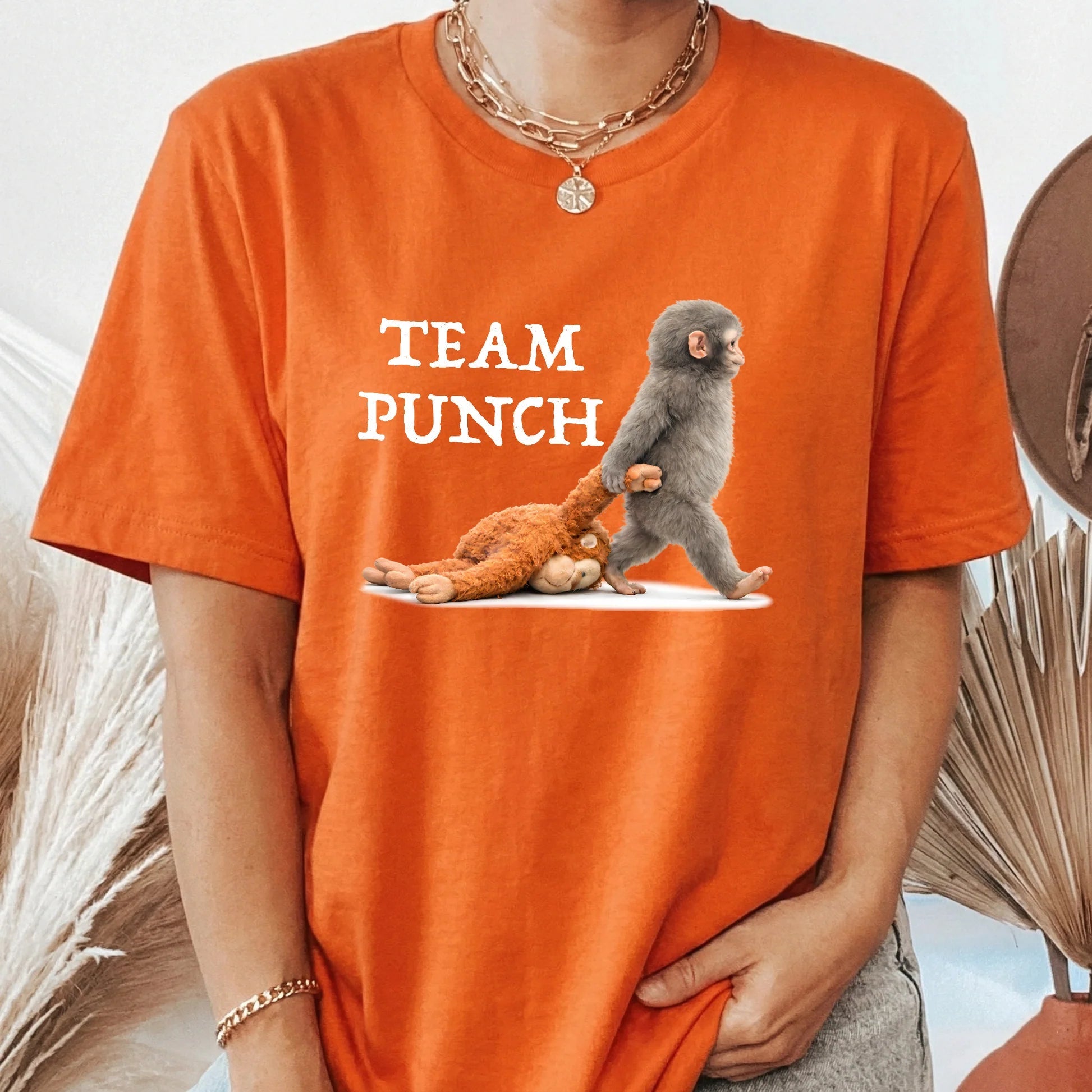 Funny Graphic T-Shirt for Adults - Team Punch Monkey Design Cloth MagicInPrints