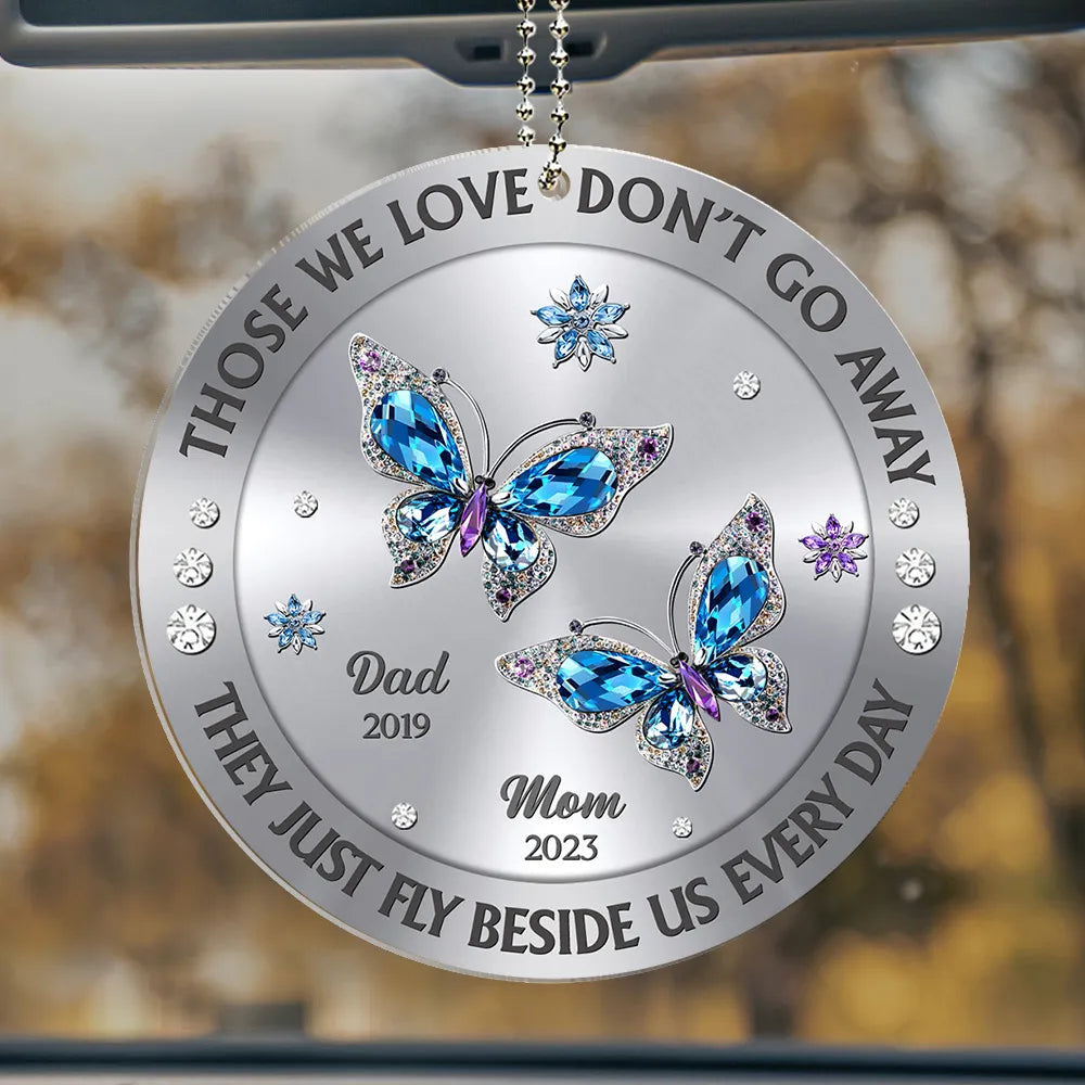 Personalized Memorial Car Ornament for Family - Butterfly Design Keepsake Car Hanger MagicInPrints