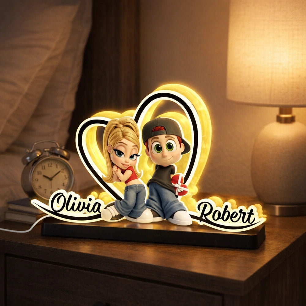 Personalized LED Night Light for Couples with Custom Names - Romantic Gift Plaque MagicInPrints
