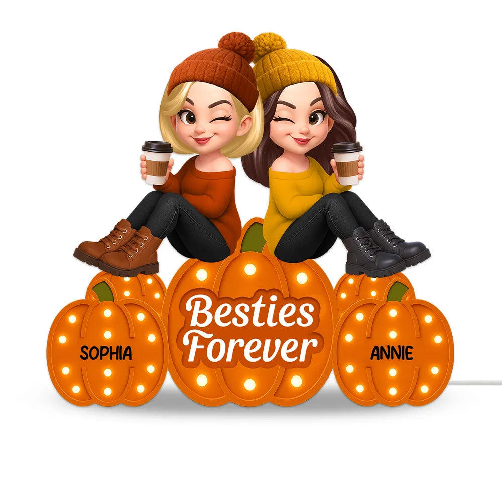 Personalized Best Friends LED Pumpkin Decor for Friends - Gift for Halloween Plaque MagicInPrints