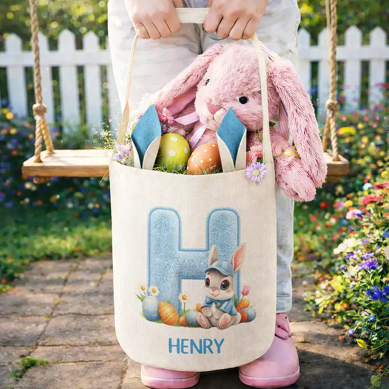 Personalized Easter Bunny Tote Bag for Kids - Custom Name Gift Bag MagicInPrints