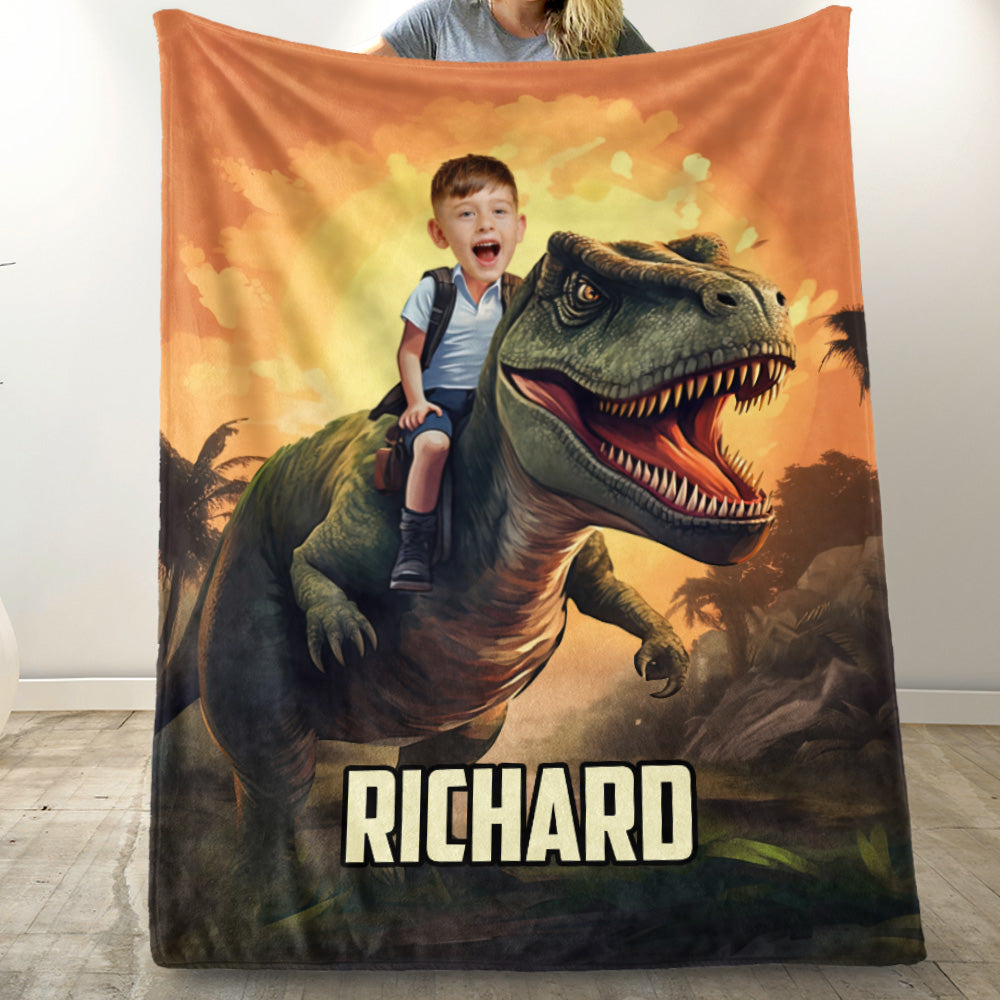 Personalized Dinosaur Adventure Blanket for Kids - Fun Bedroom Decor Pillow or Blanket MagicInPrints