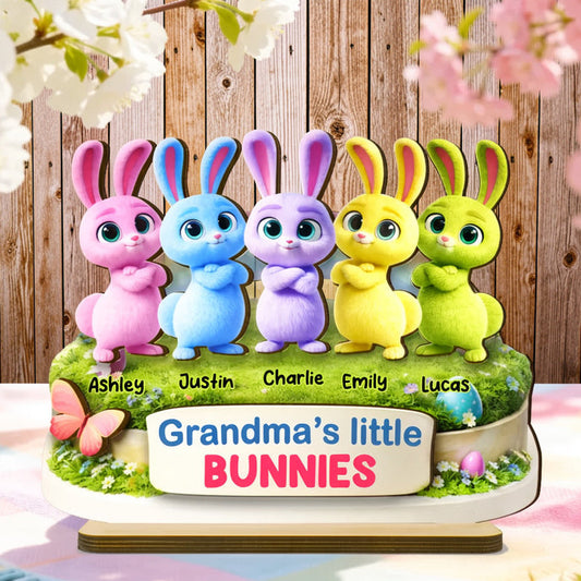 Personalized Bunny Family Figurine for Grandma - Easter Gift Plaque MagicInPrints
