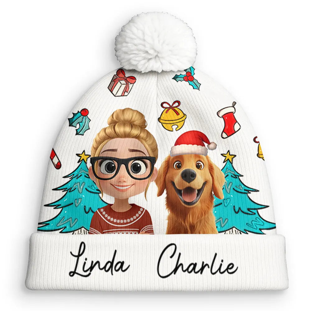 Custom Kids Christmas Beanie with Cartoon Characters and Names - Holiday Gift Hat MagicInPrints