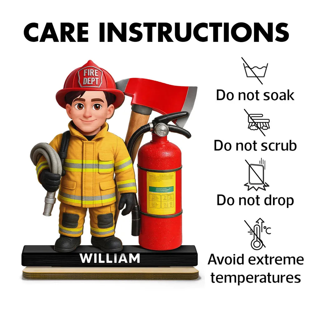 Custom Firefighter Figurine for Kids - Personalized Hero Gift Plaque MagicInPrints