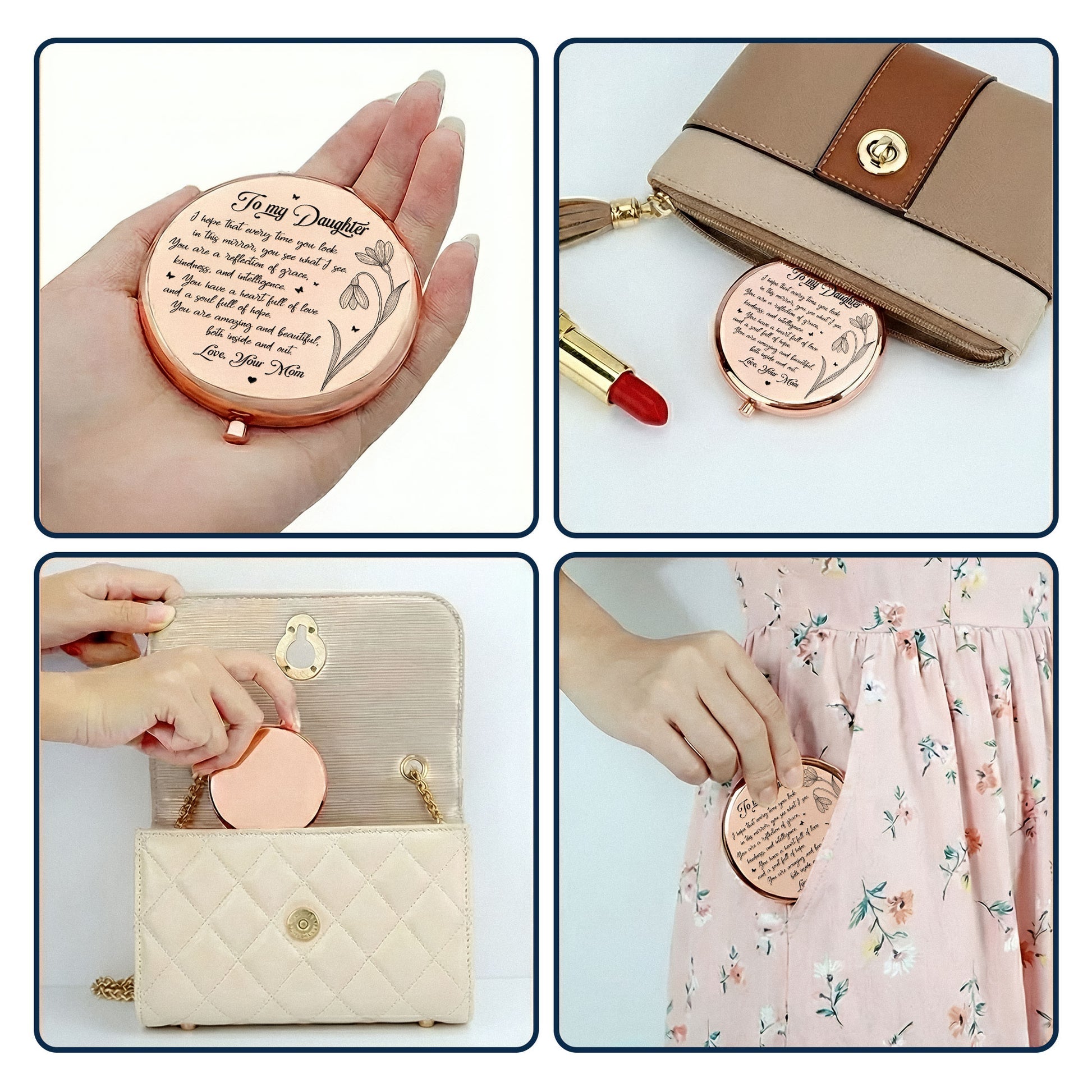 Engraved Compact Mirror for Daughter or Granddaughter - Sentimental Gift Beauty Tools MagicInPrints