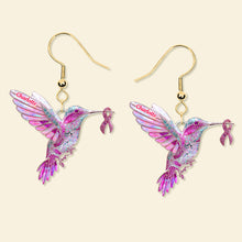 Load image into Gallery viewer, “Hope is the thing with feathers” - Personalized Hummingbird Earrings for Her, Meaningful Gift for Cancer Survivors &amp; Loved Ones Earrings PopCulturePrints
