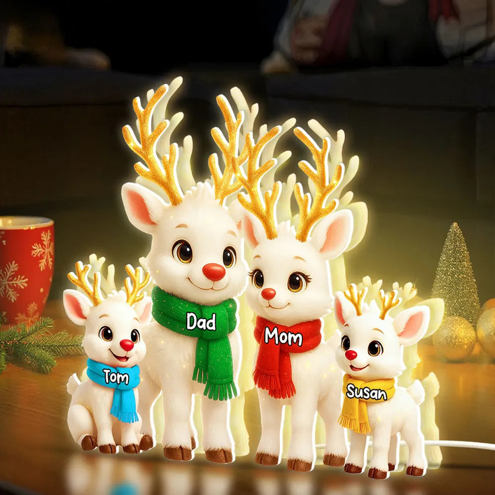 Personalized Reindeer Family Figurines for Christmas - Custom Names Plaque MagicInPrints
