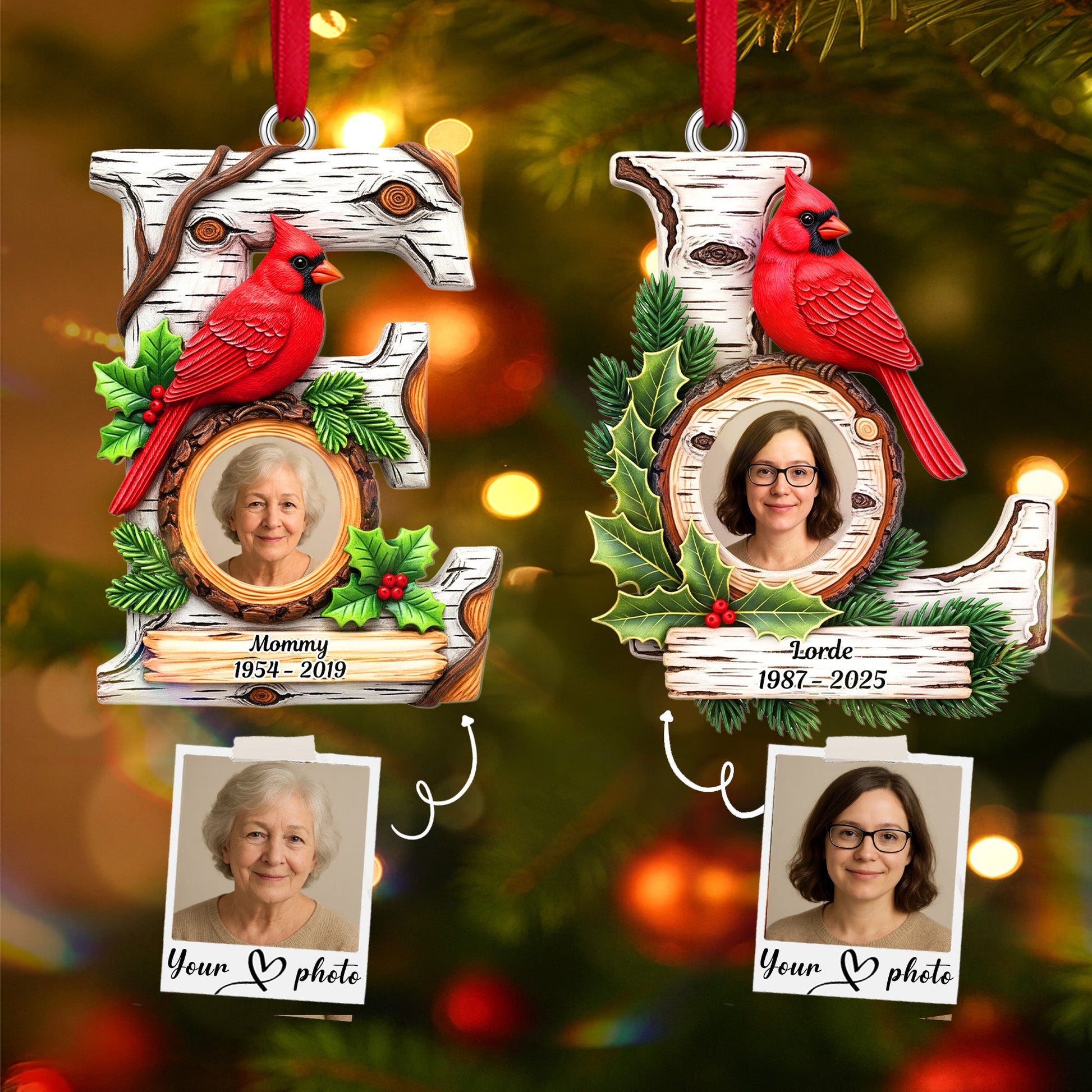 Cherished Memories: Personalized Cardinal Ornament - Unique Gift for Loved Ones Ornament MagicInPrints
