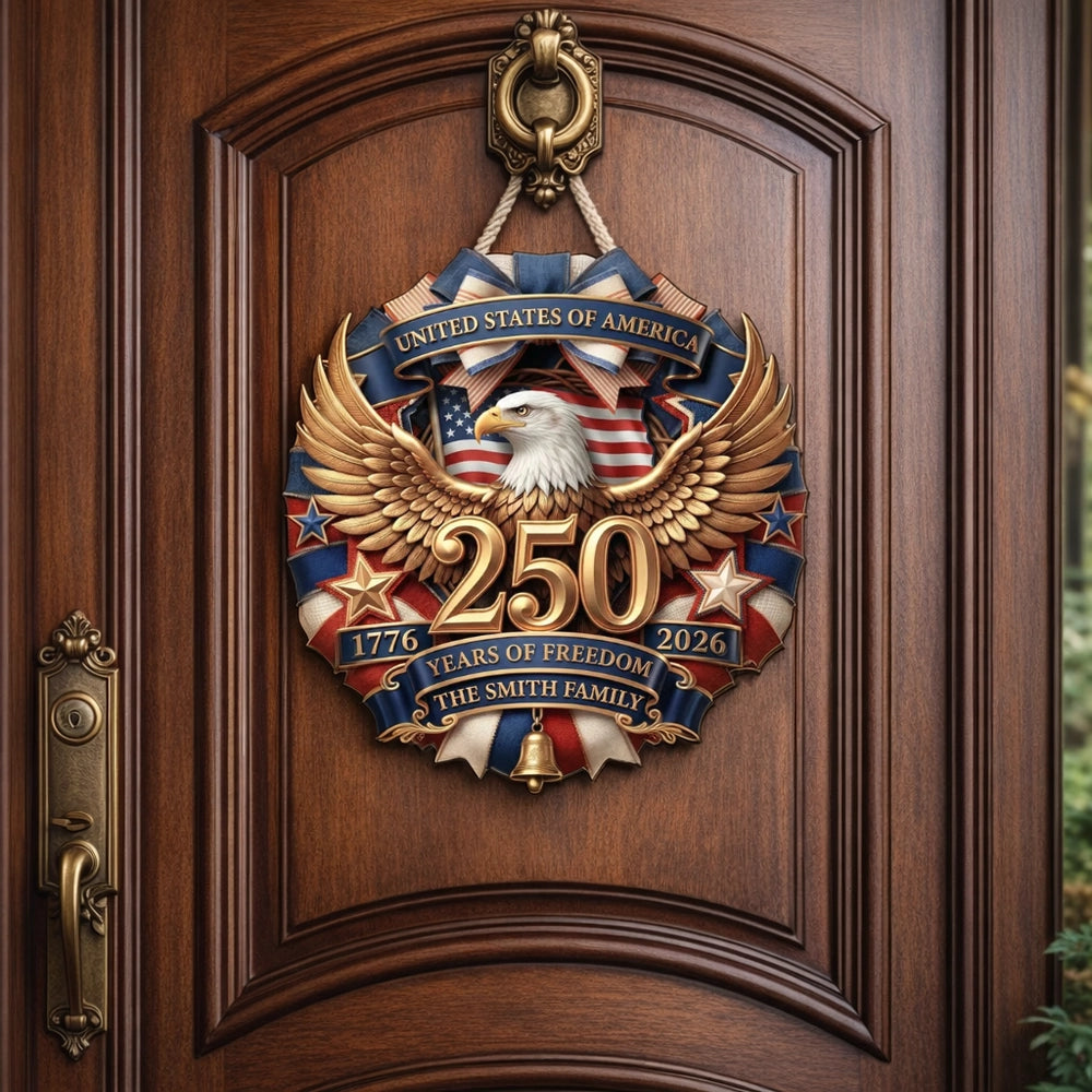 Custom Patriotic Door Sign for Families - 250th Anniversary Celebration Sign MagicInPrints