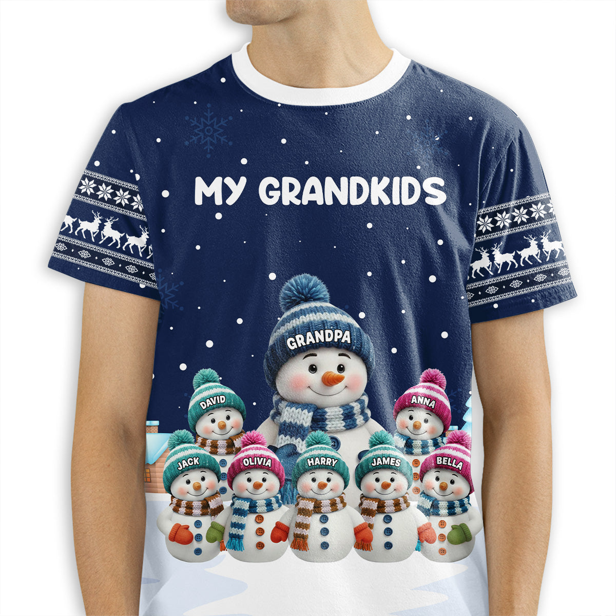 Personalized Snowman Family T-Shirt for Grandma - Christmas Gift Cloth MagicInPrints